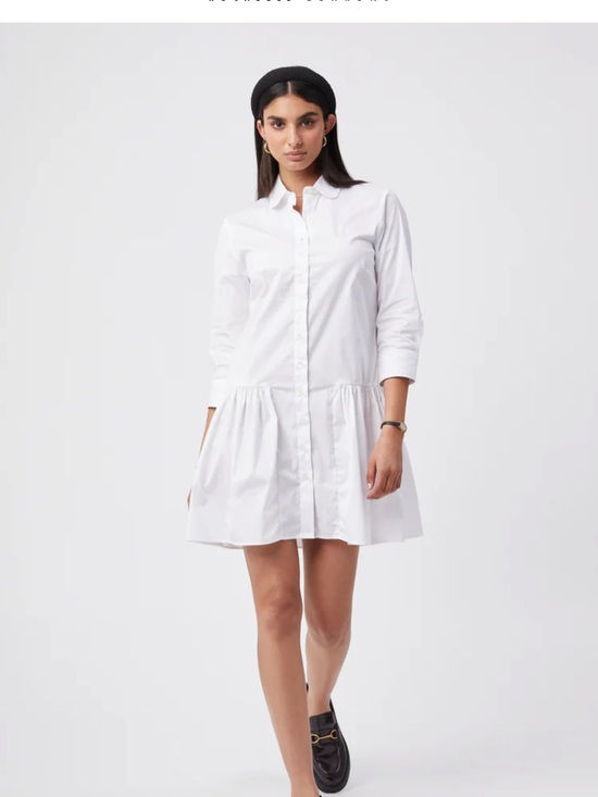 The Shirt by Rochelle Behrens Dresses & Skirts - White Shirt Dress with Tiered Skirt - Classic Women's Dress